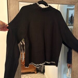 Black Sweater with White Trim
